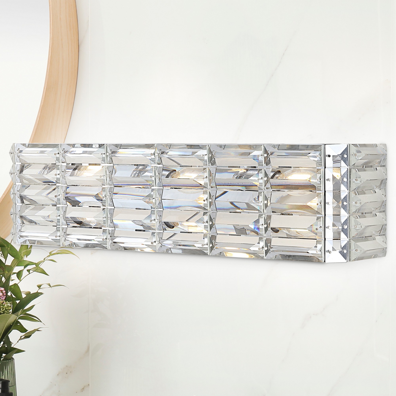 Evelyn Crystal Rectangle Ironcrystal Glam Modern LED Vanity Light
