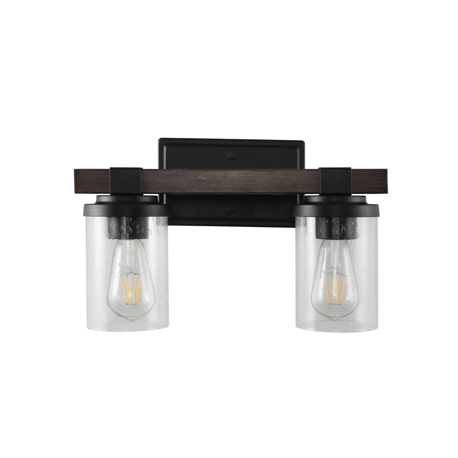 Applique de salle de bain champêtre DEL en fer/verre bosselé Bungalow