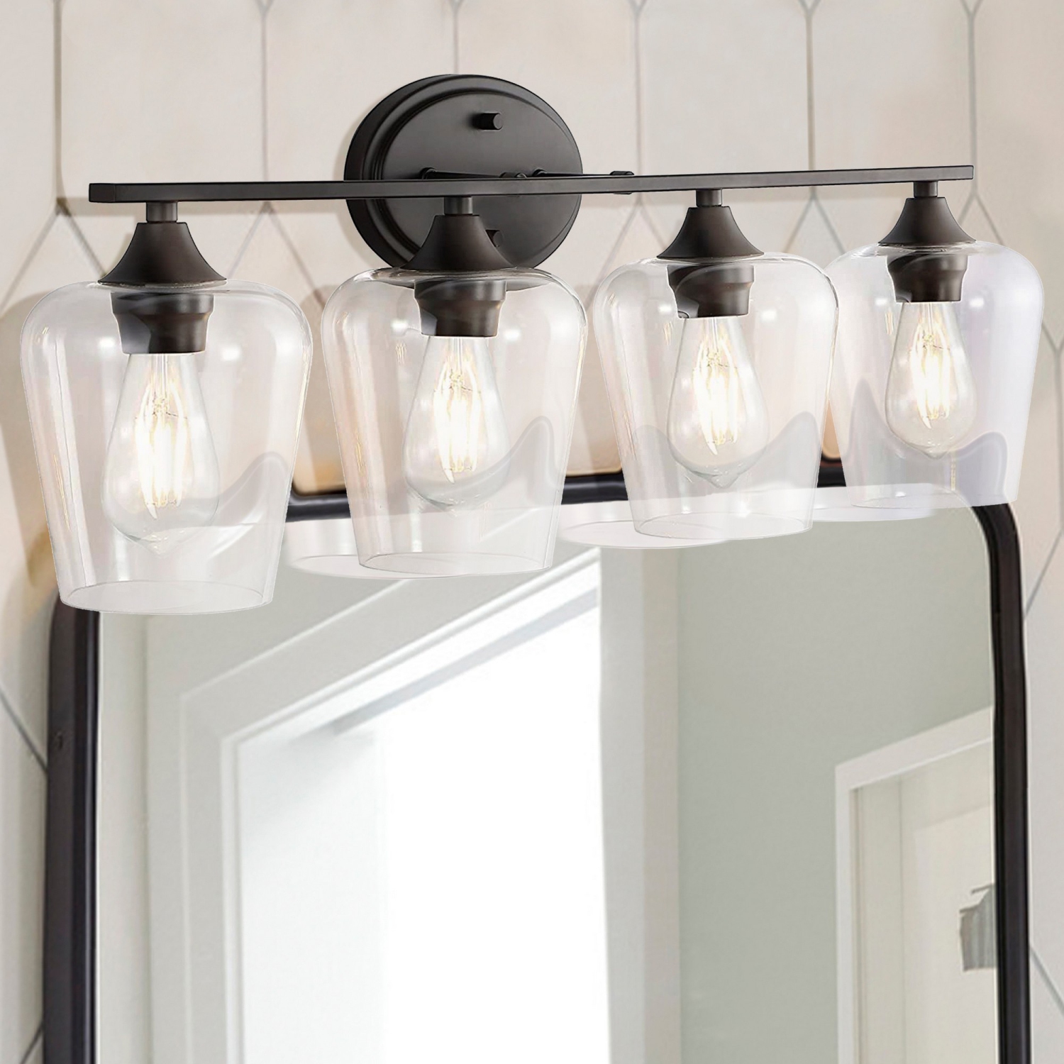 Jayne Iron/Glass Cottage Rustic LED Vanity Light