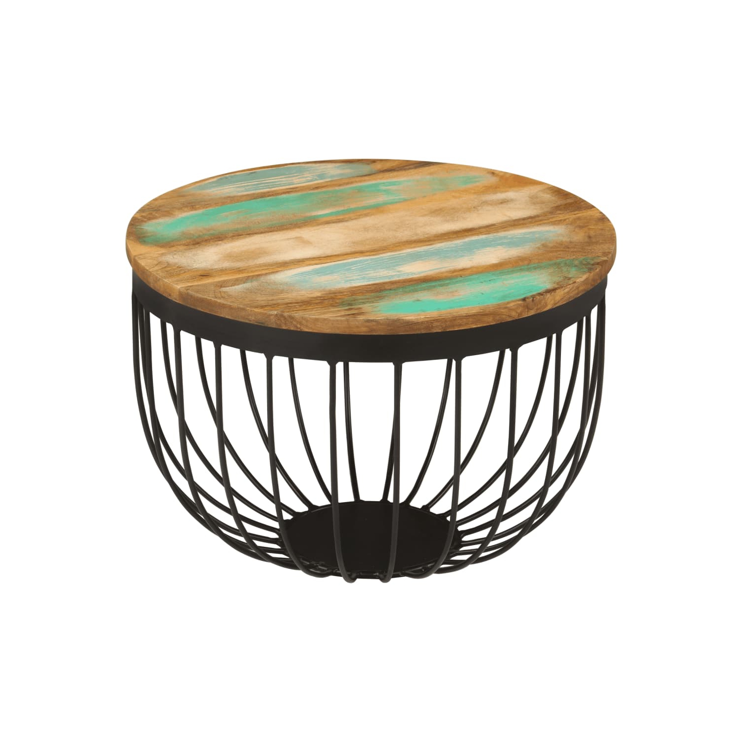 vidaXL Coffee Table Ø50x35 cm Solid Wood Reclaimed and Steel