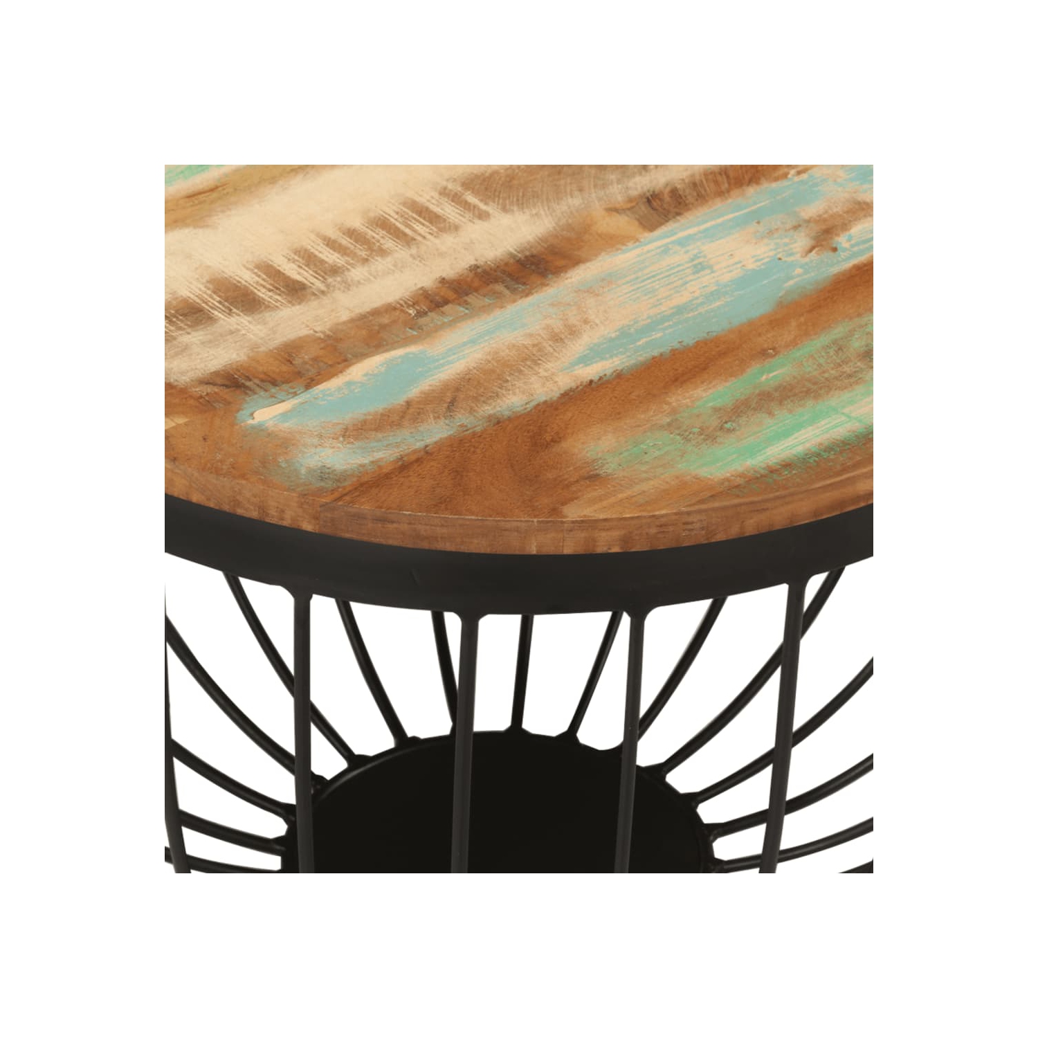 vidaXL Coffee Table Ø50x35 cm Solid Wood Reclaimed and Steel