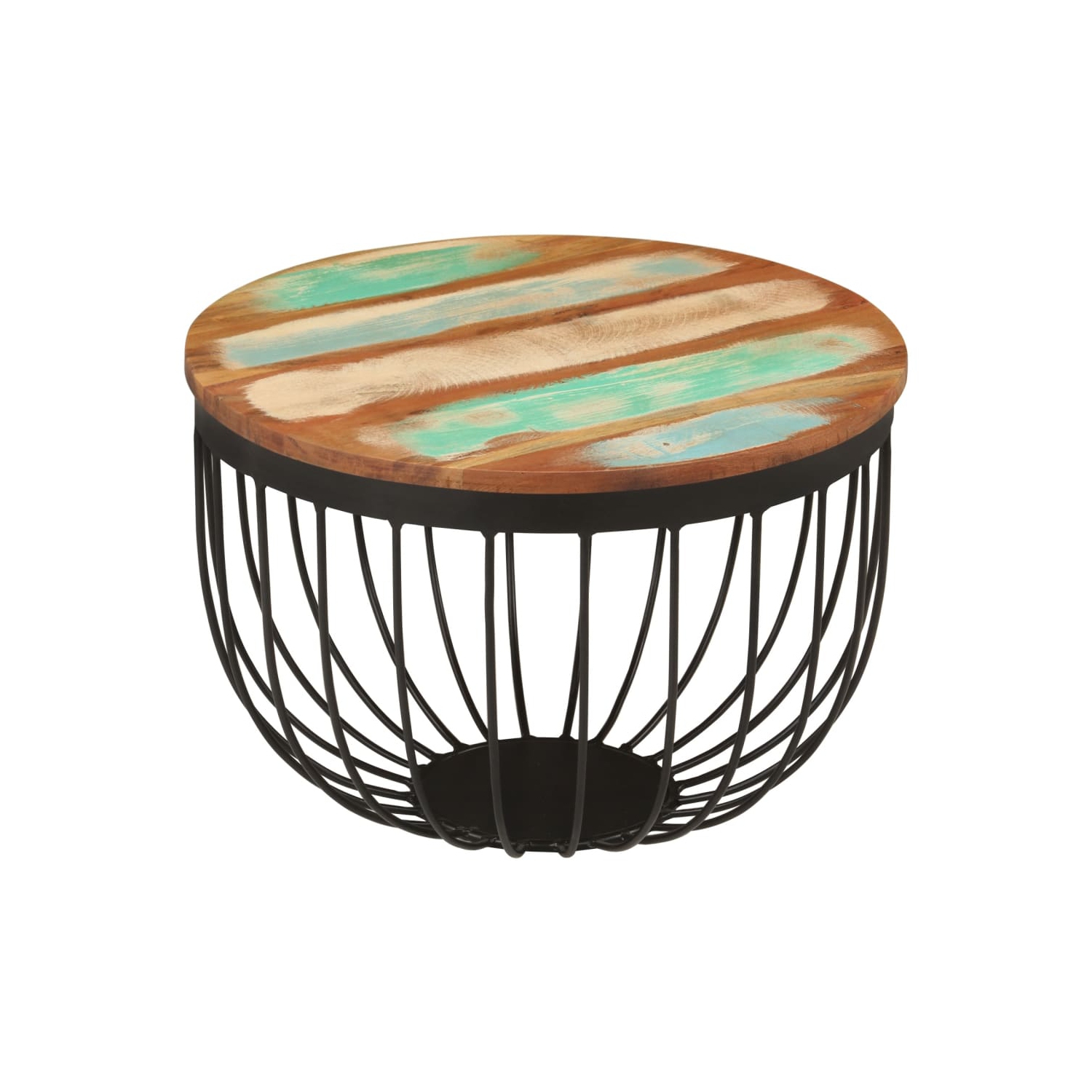 vidaXL Coffee Table Ø50x35 cm Solid Wood Reclaimed and Steel