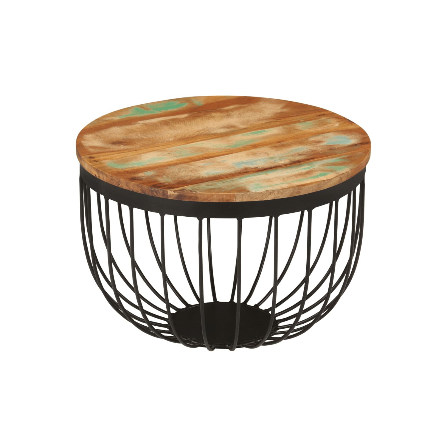 vidaXL Coffee Table Ø50x35 cm Solid Wood Reclaimed and Steel