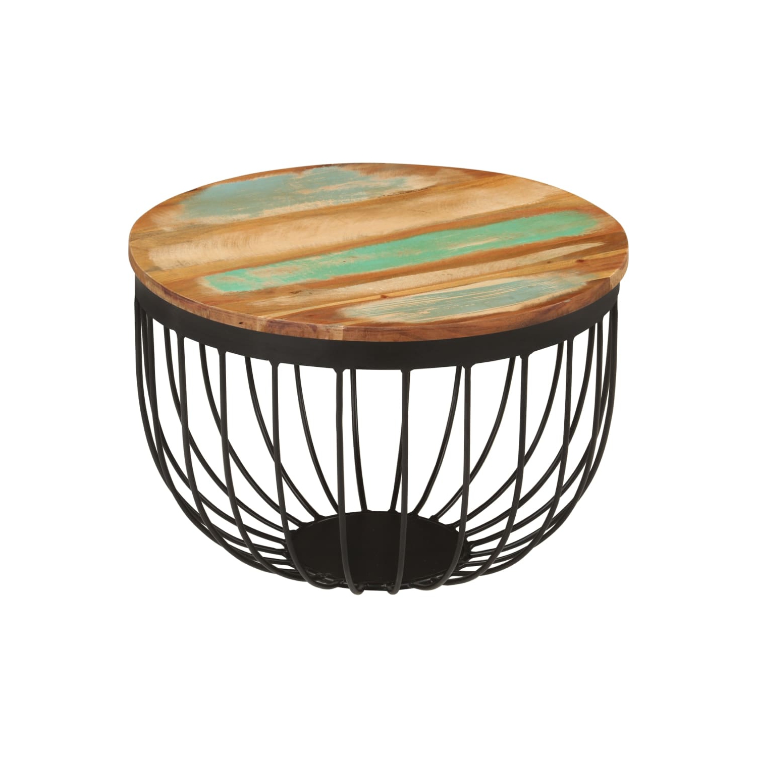 vidaXL Coffee Table Ø50x35 cm Solid Wood Reclaimed and Steel