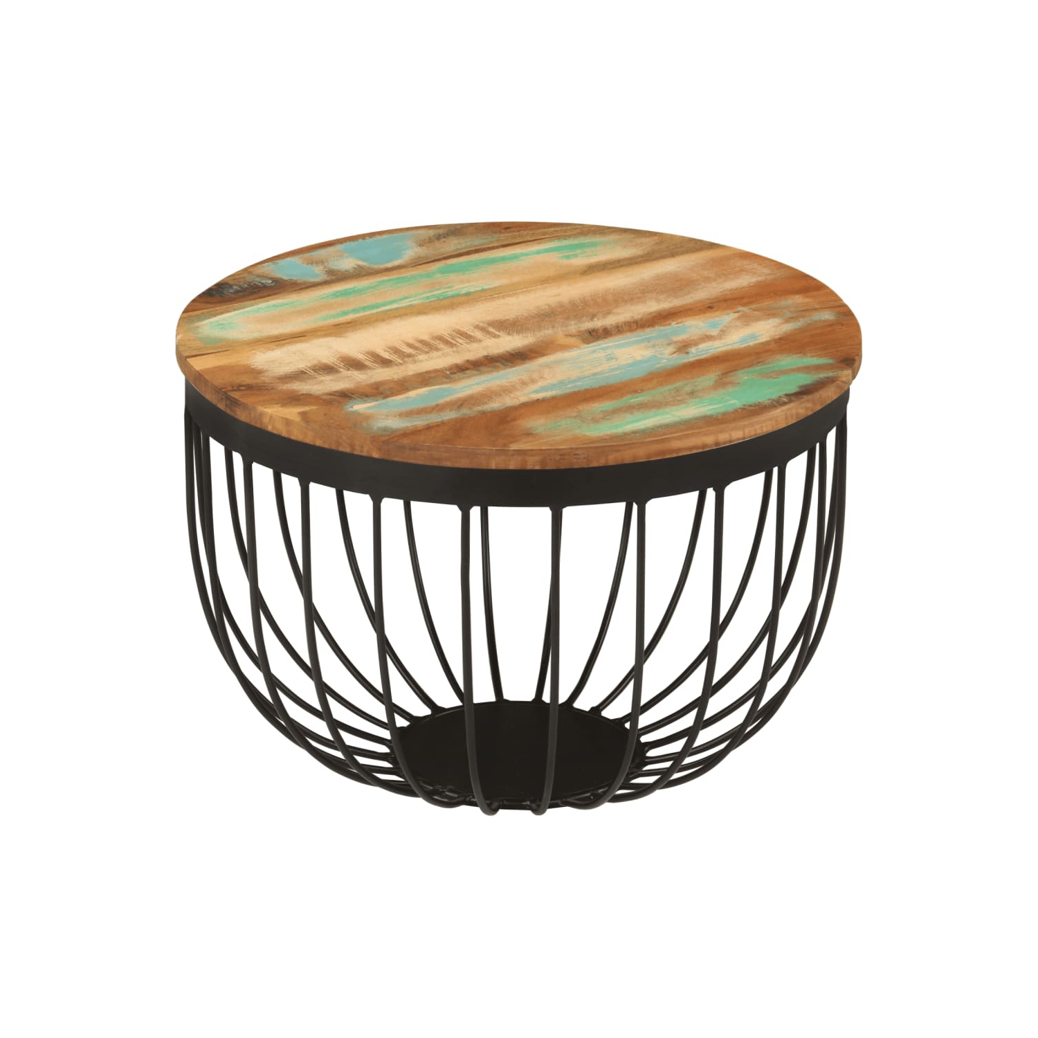 vidaXL Coffee Table Ø50x35 cm Solid Wood Reclaimed and Steel