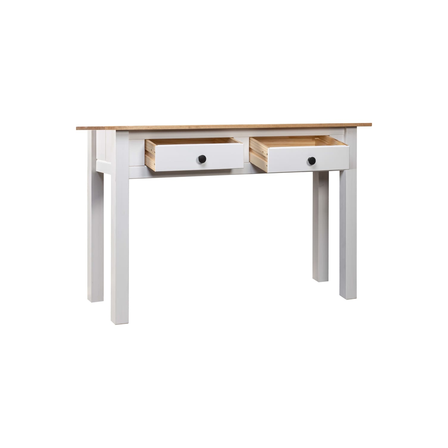 vidaXL Console Table White 110x40x72 cm Solid Pine Wood Panama Range