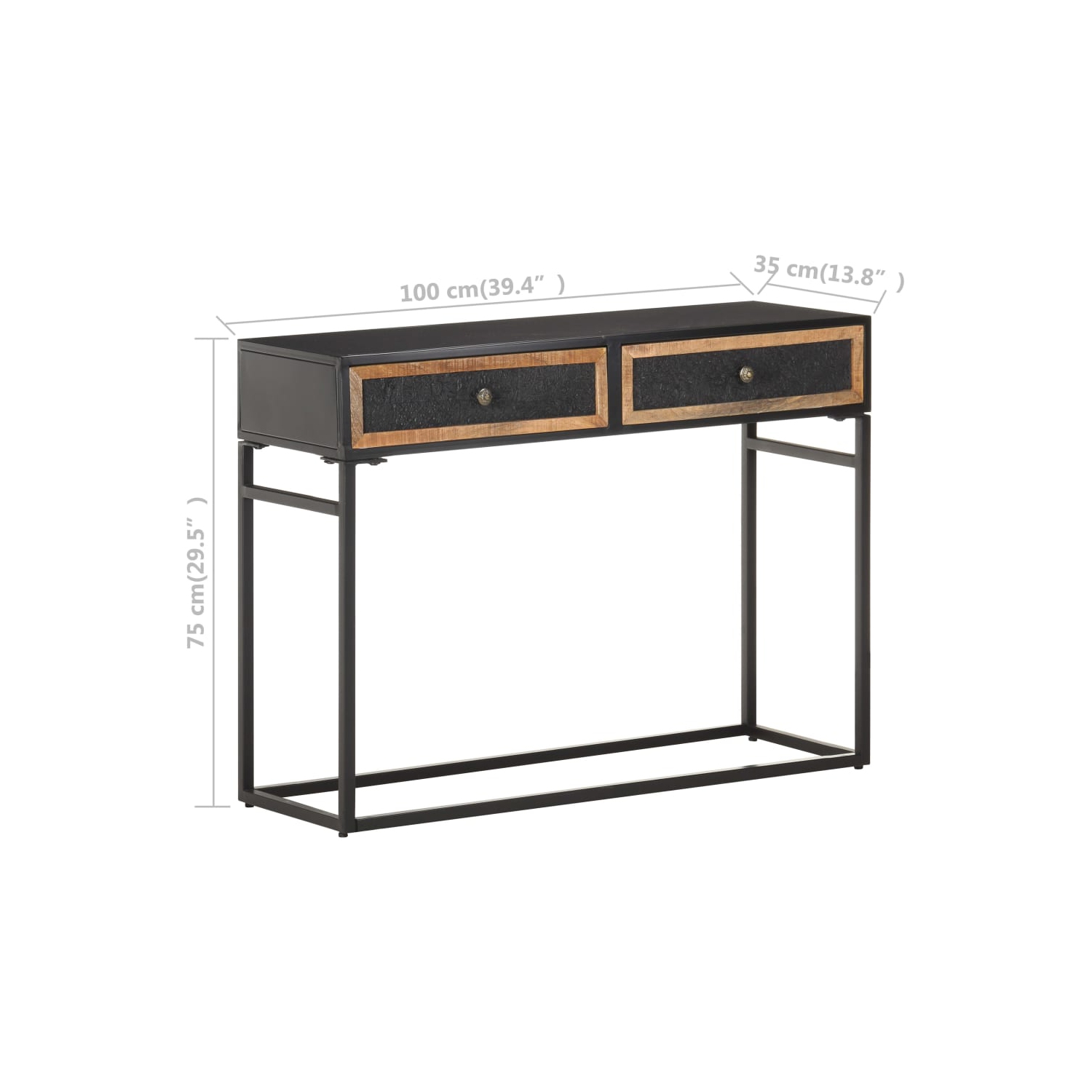 vidaXL Console Table 100x35x75 cm Solid Mango Wood