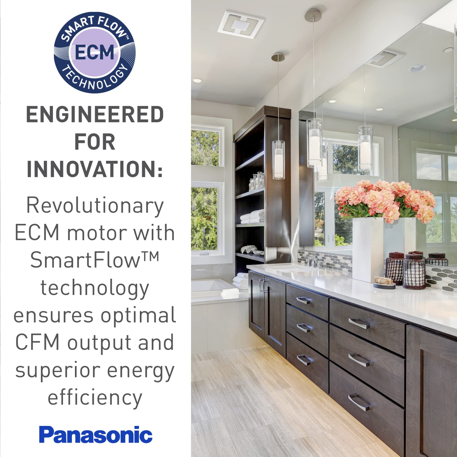 Panasonic – ventilateur de ventilation c.c. WhisperValue FV-0510VS1, 50 à 80-100 pi3/min, blanc