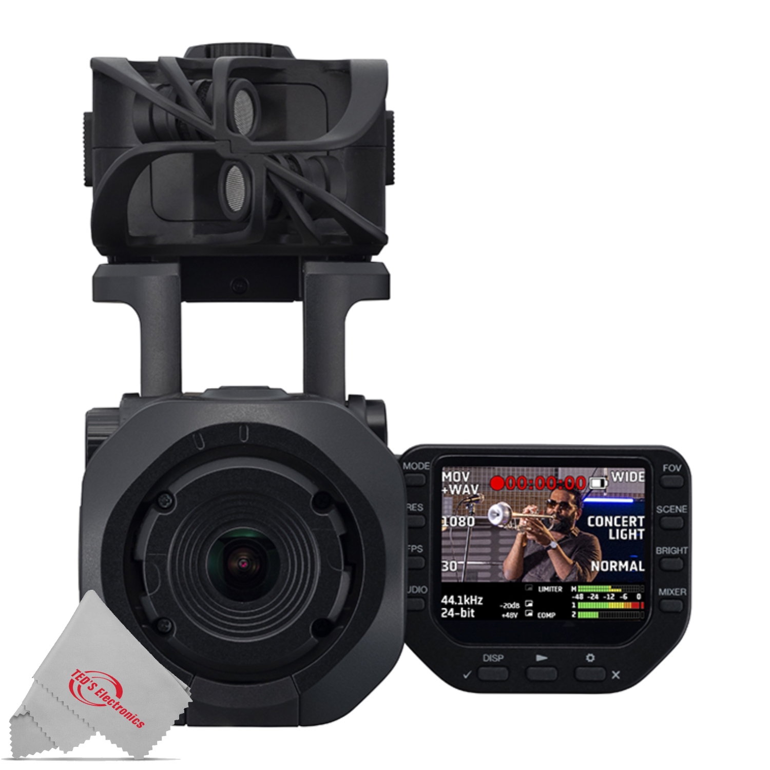 Enregistreur vidéo 4K Q8n-4K de Zoom + ensemble audio professionnel 4 pistes + microphone + lampe photo et vidéo DEL 36 avec support + carte mémoire