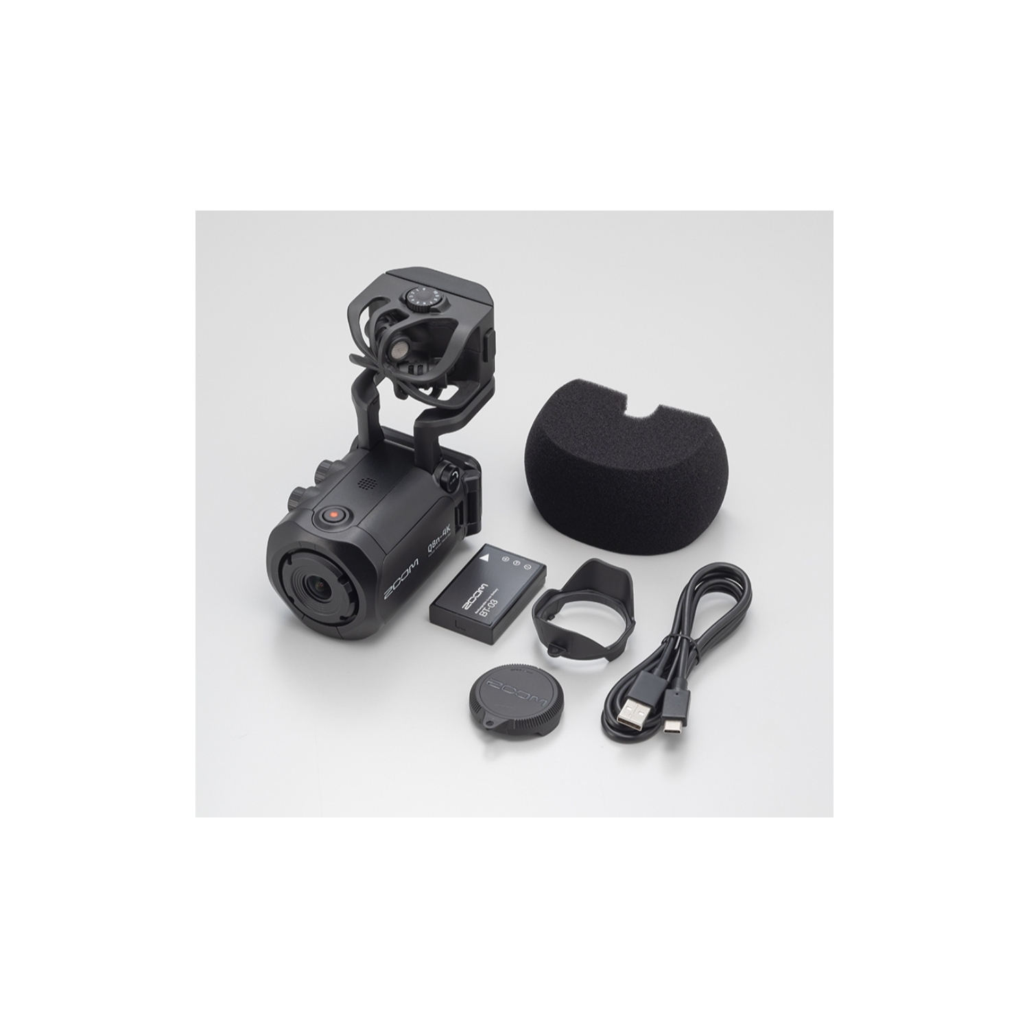 Enregistreur vidéo 4K Q8n-4K de Zoom + ensemble audio professionnel 4 pistes + microphone + lampe photo et vidéo DEL 36 avec support + carte mémoire