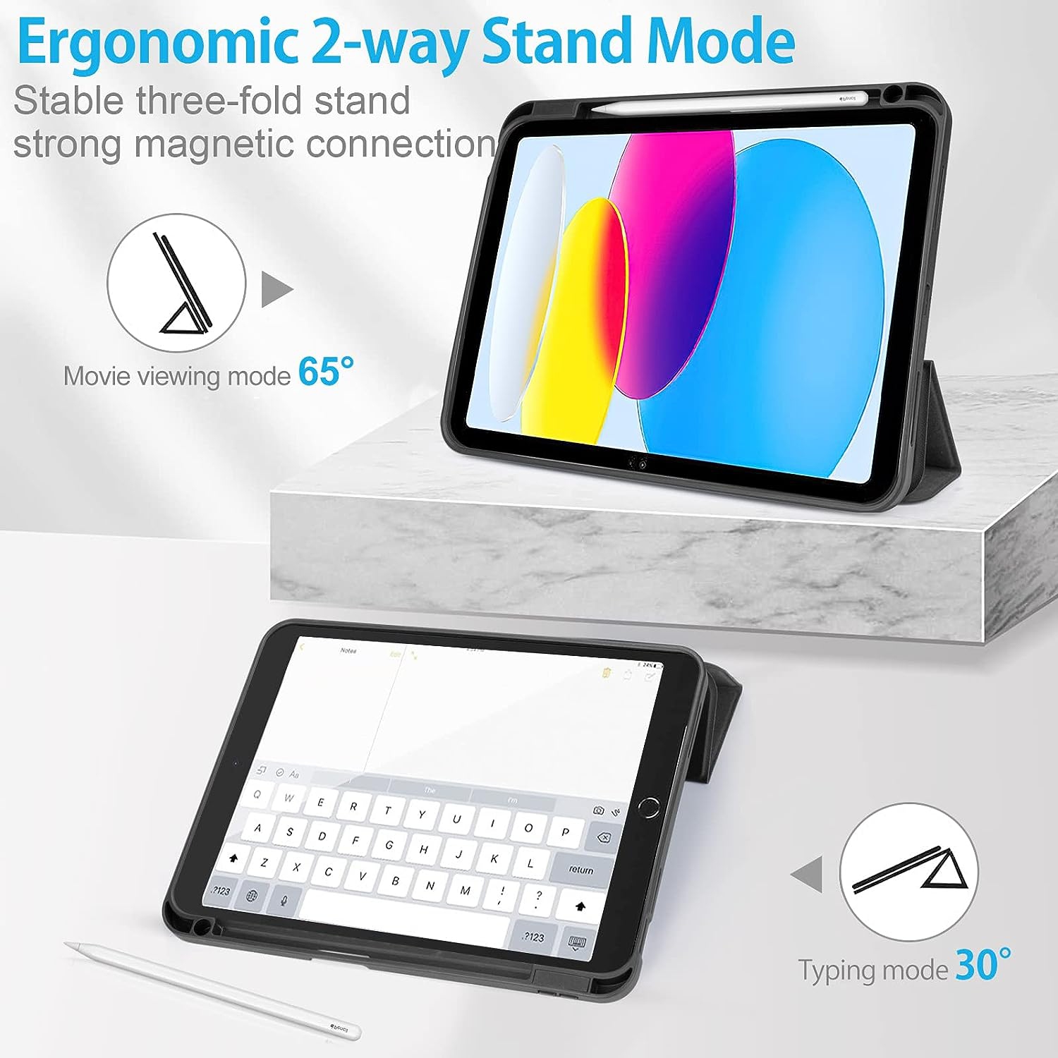 IPad 11ᵉ de génération 2025, étui 10ᵉ de 10,9&nbsp;po 2022e génération avec porte-stylet intégré - coque arrière en silicone pour iPad 10ᵉ gén