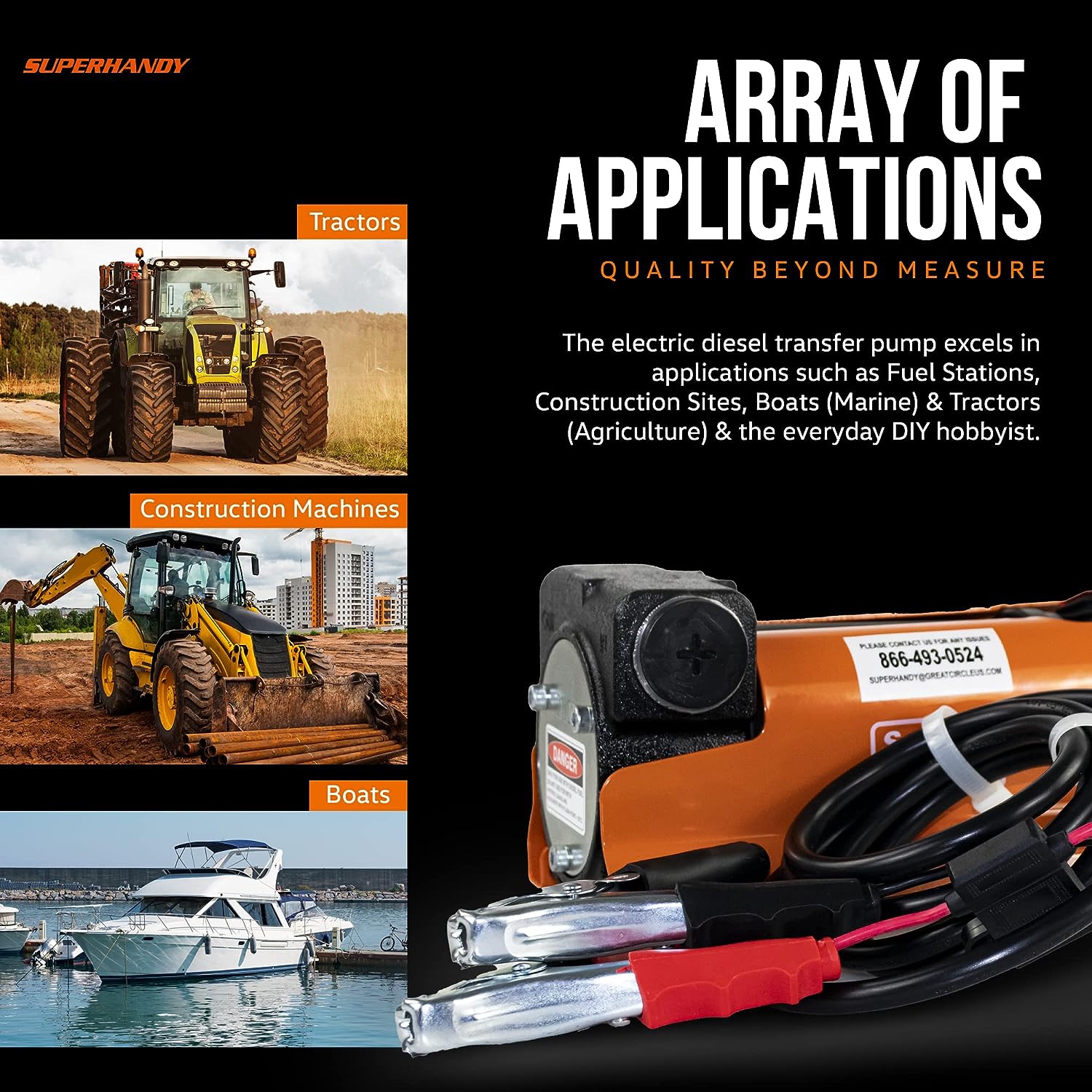 Trousse de pompe de transfert diesel SuperHandy : 10GPM V/40LPM a, 12&nbsp;V c.c. électrique portatif robuste, pinces crocodiles, embout manuel en