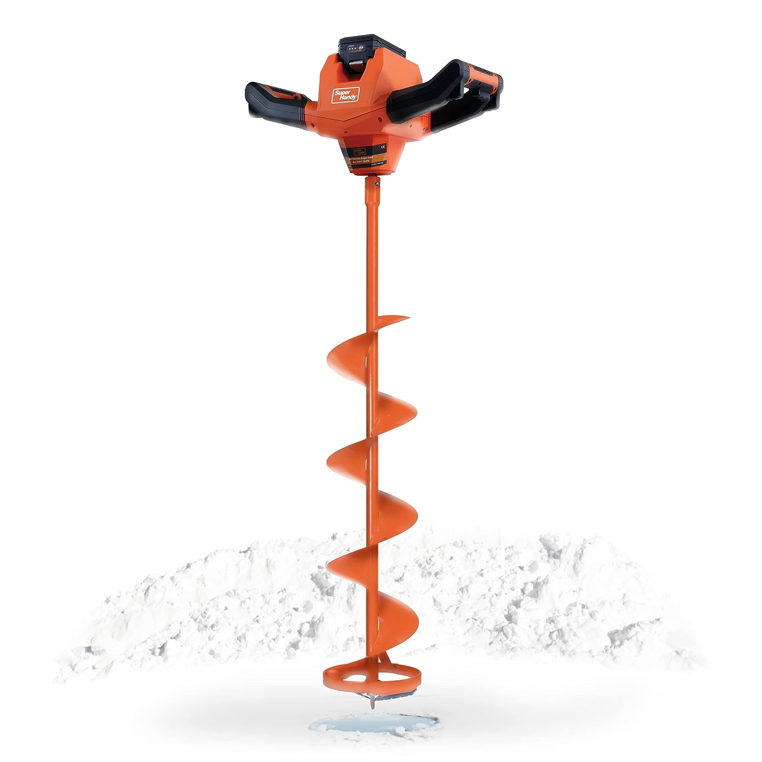 SuperHandy Ice Auger Eco-Friendly Electric Cordless Auger Power Head with Steel 20.3 cm x 99 cm, Lithium Ion Battery & Charger for Ice Burrowing, Drilling & Ice Fishing