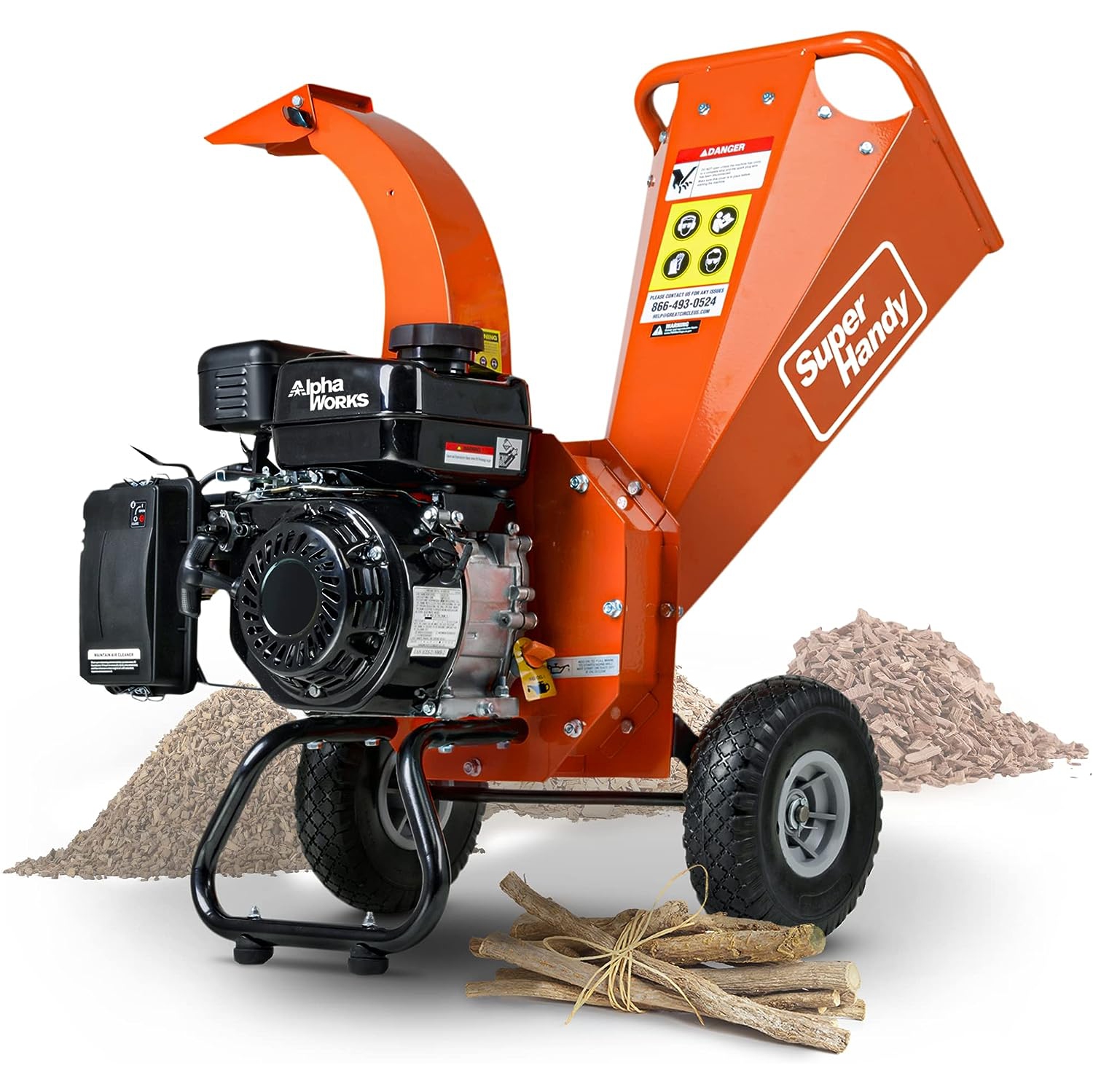 Déchiqueteuse à bois Mini de SuperHandy – Robuste, 212&nbsp;cc de 7&nbsp;HP, format compact, capacité maximale 7,6&nbsp;cm
