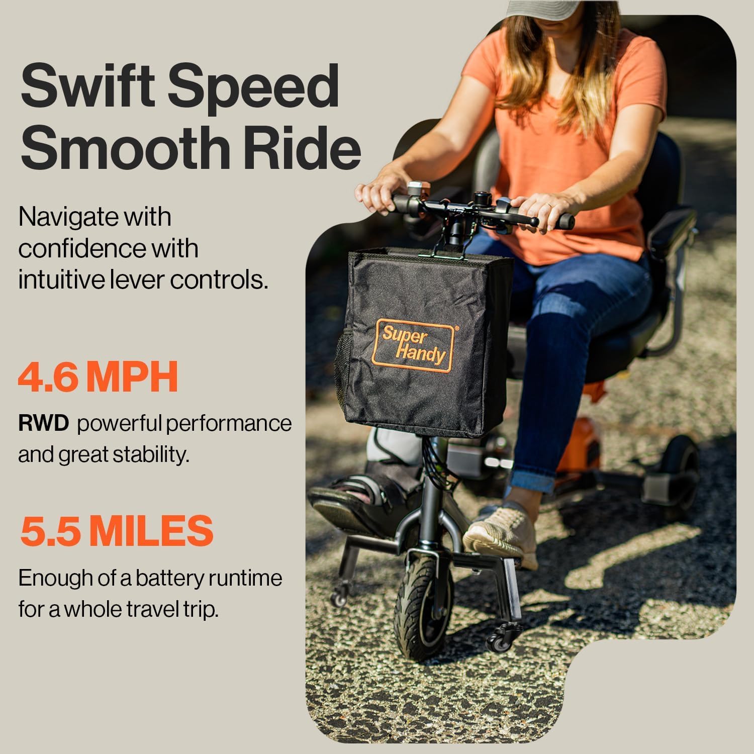 SuperHandy Folding Mobility Scooter Plus - Electric Powered, Airline Friendly, Long Range Travel with 2 Detachable 48V Lithium-Ion Batteries and