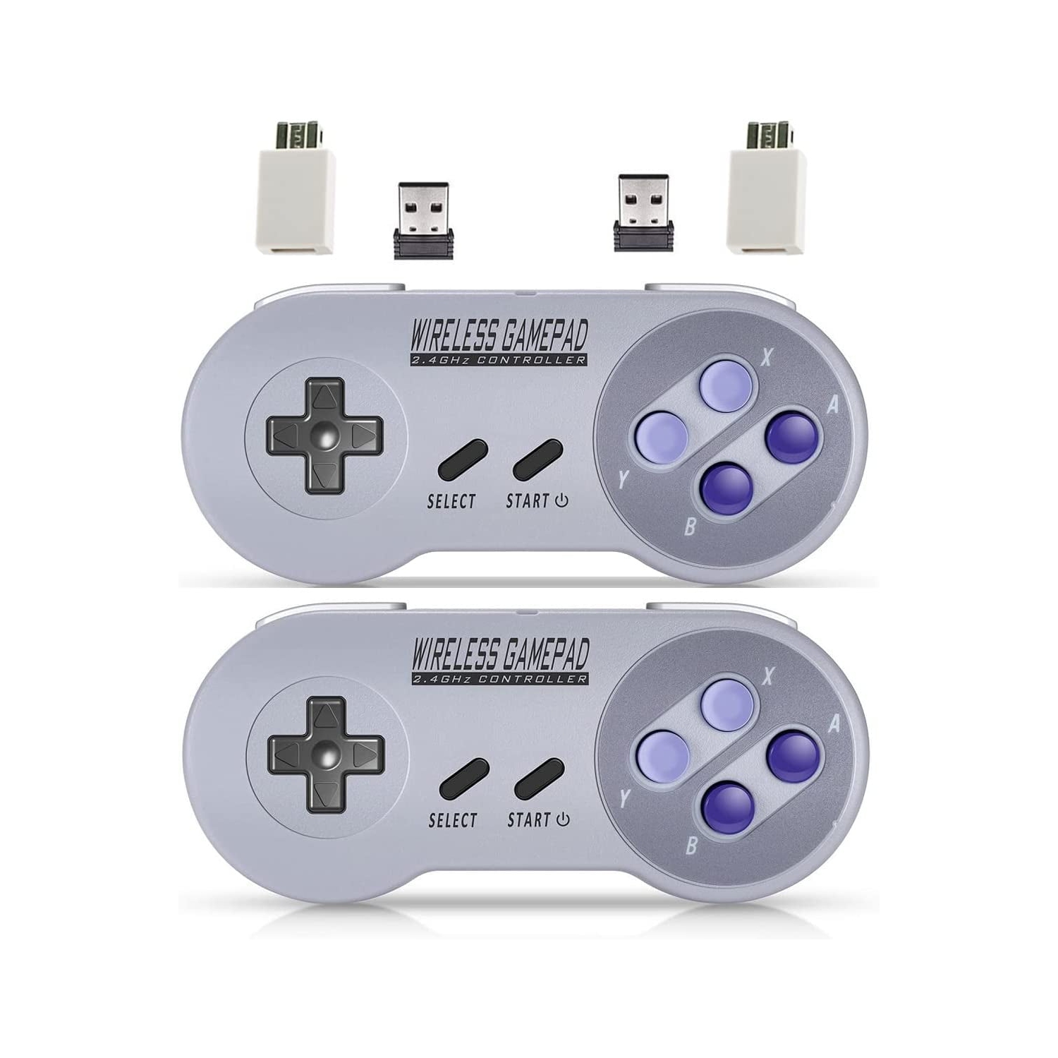 Mini SNES Wireless Controller (Classic Edition/Mini NES) - Not Compatible with Copied Console Gamepads. Includes USB Wireless Receiver
