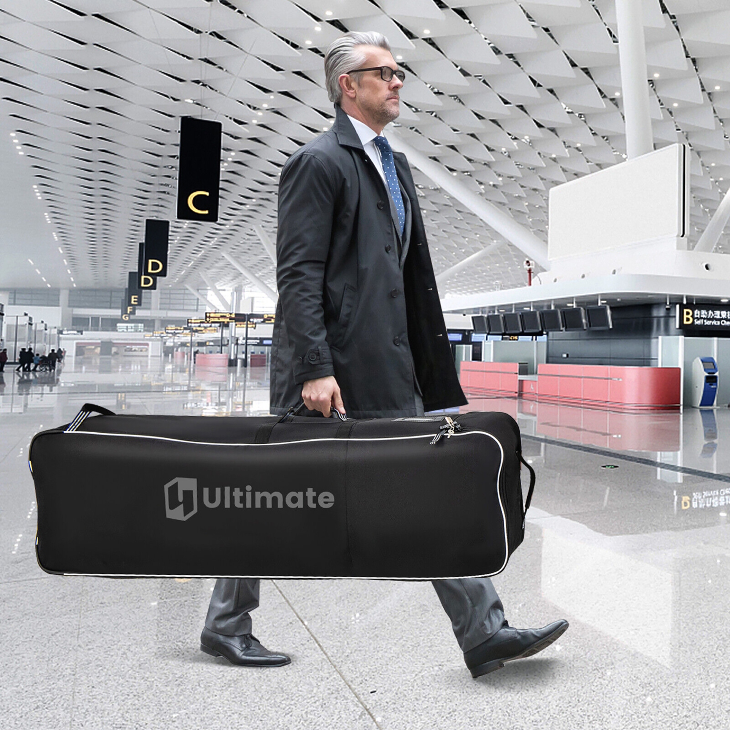 Gymax Golf Travel Bag Portable Foldable Soft-Sided Oxford Fabric w/ Zipper on Wheels