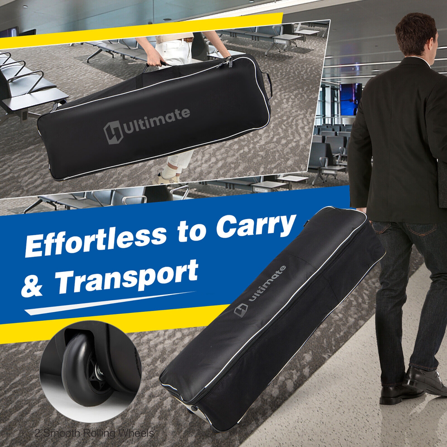 Gymax Golf Travel Bag Portable Foldable Soft-Sided Oxford Fabric w/ Zipper on Wheels