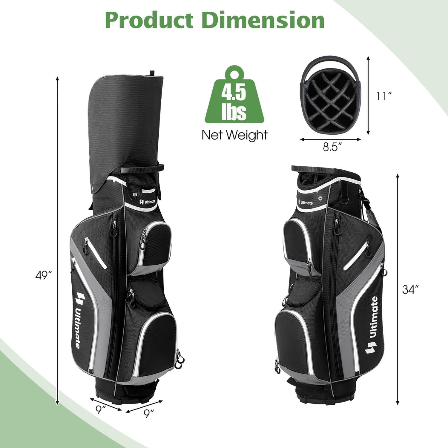 Gymax Golf Cart Bag Lightweight Golf Club Bag w/ 14 Way Dividers Top & Carry Handles