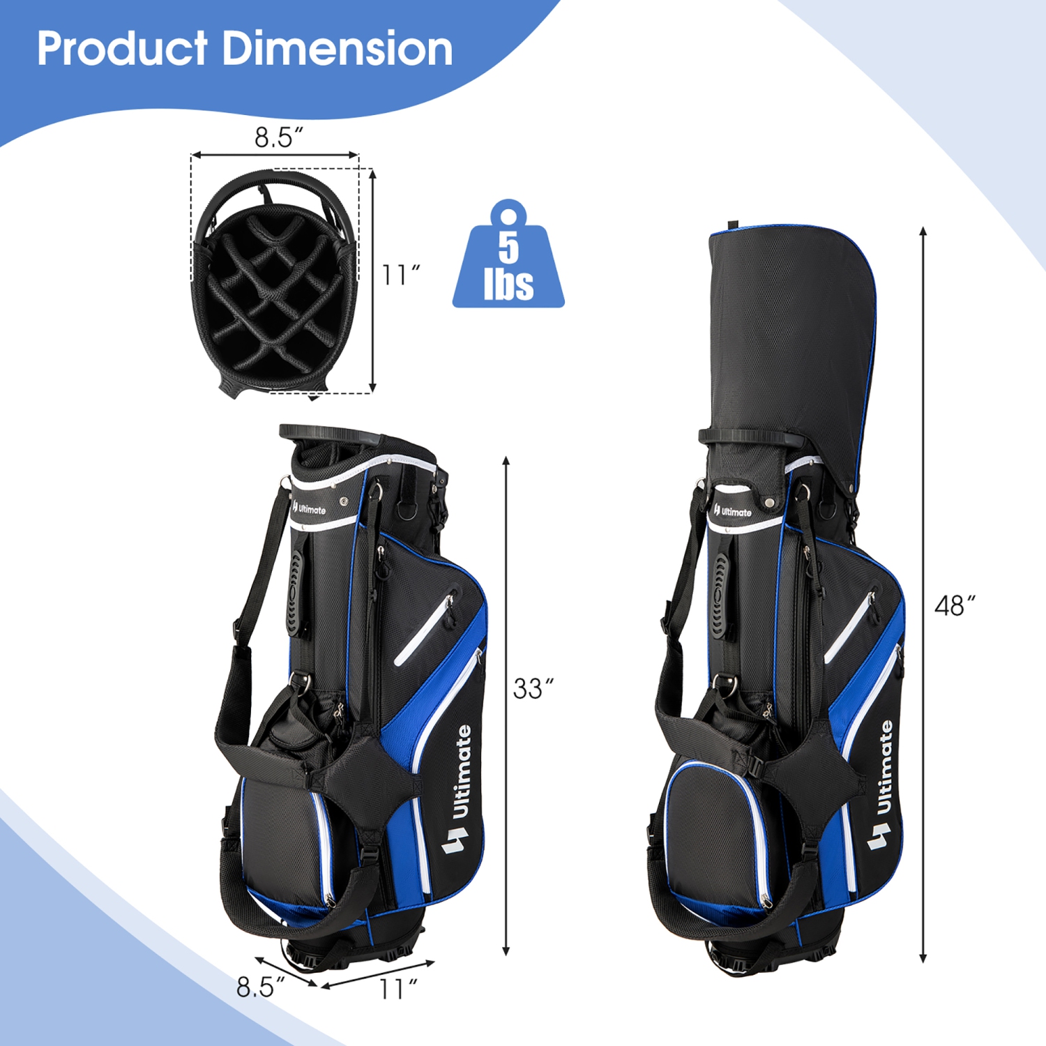Gymax Golf Stand Bag Golf Club Bag w/ 14 Way Top Dividers & 6 Pockets & Carrying Handles