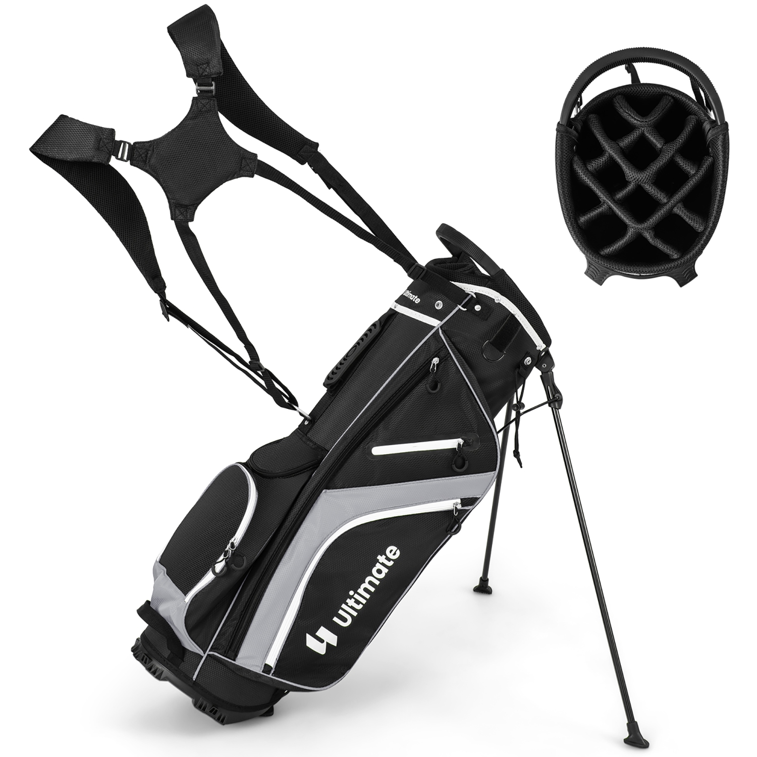 Gymax Golf Stand Bag Golf Club Bag w/ 14 Way Top Dividers & 6
