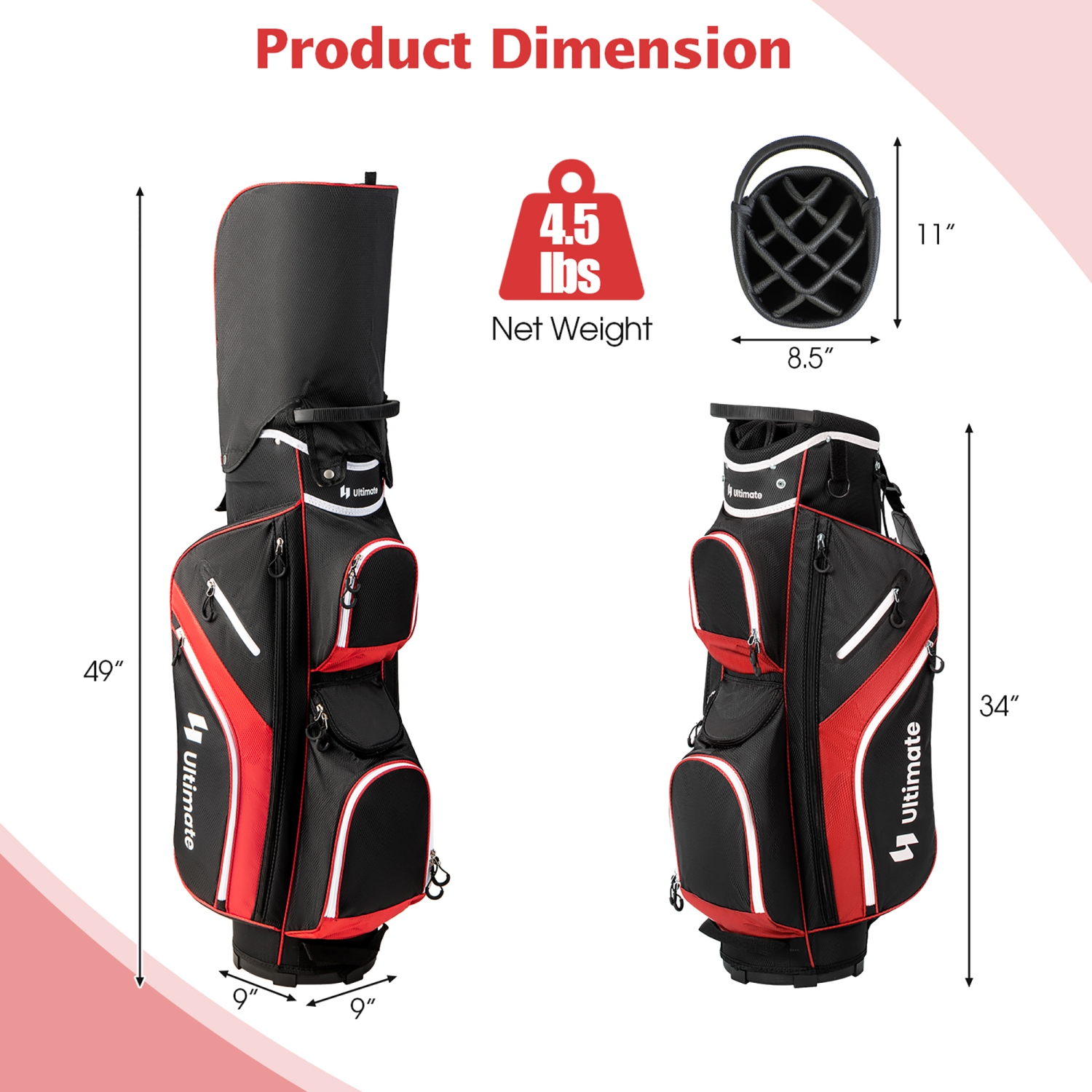 Gymax Golf Cart Bag Lightweight Golf Club Bag w/ 14 Way Dividers Top & Carry Handles