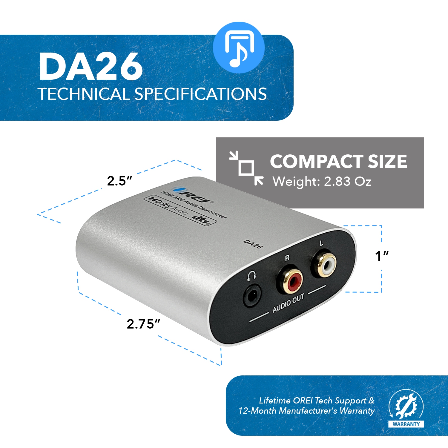 Convertisseur audio HDMI ARC OREI DA26 avec Dolby Downmix