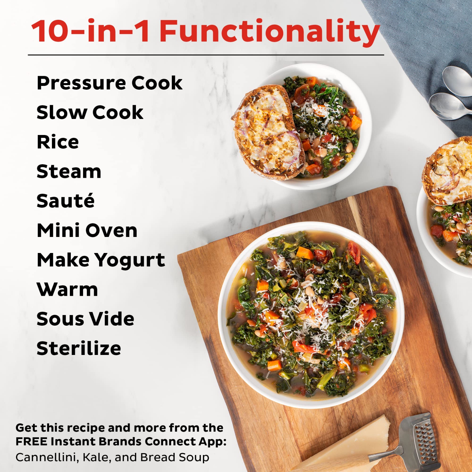 Instant Pot Pro 10-in-1 Pressure Cooker, Slow Cooker, Rice/Grain Cooker, Steamer, Saut, Sterilizer, and Warmer, Includes App With Over 800 Recipes,