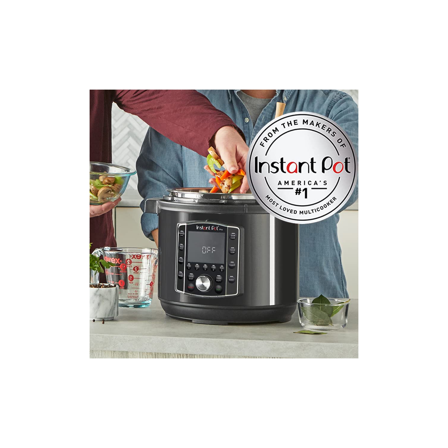 Instant Pot Pro 10-in-1 Pressure Cooker, Slow Cooker, Rice/Grain Cooker, Steamer, Saut, Sterilizer, and Warmer, Includes App With Over 800 Recipes,