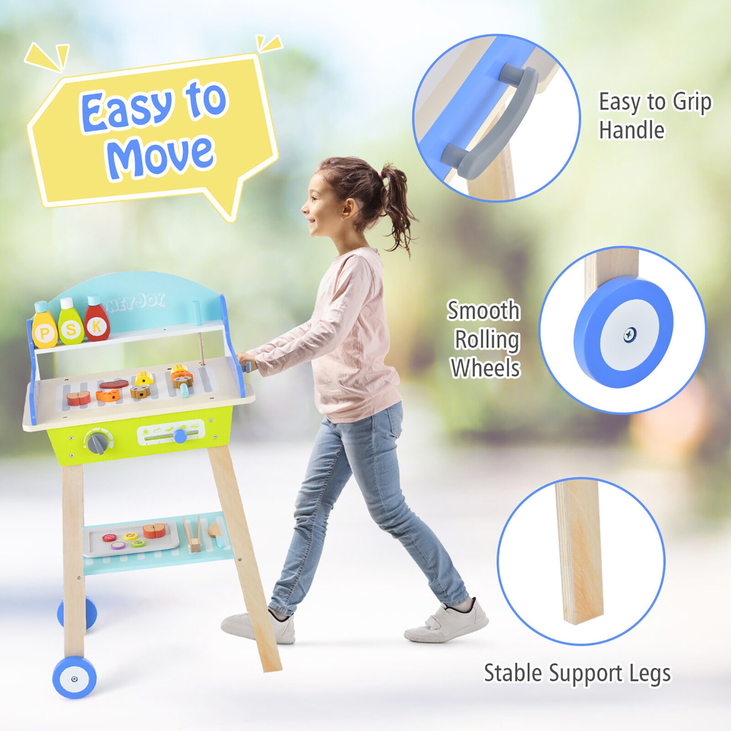 Gymax Kid's Pretend Barbecue Grill Play Set Toy BBQ Cooking Playset with Accessories