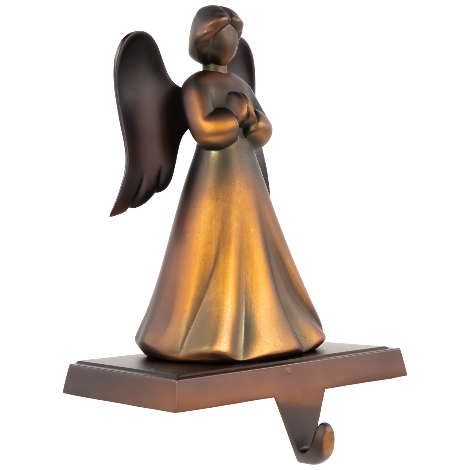 7" Copper-tone Praying Angel Metal Christmas Stocking Holder