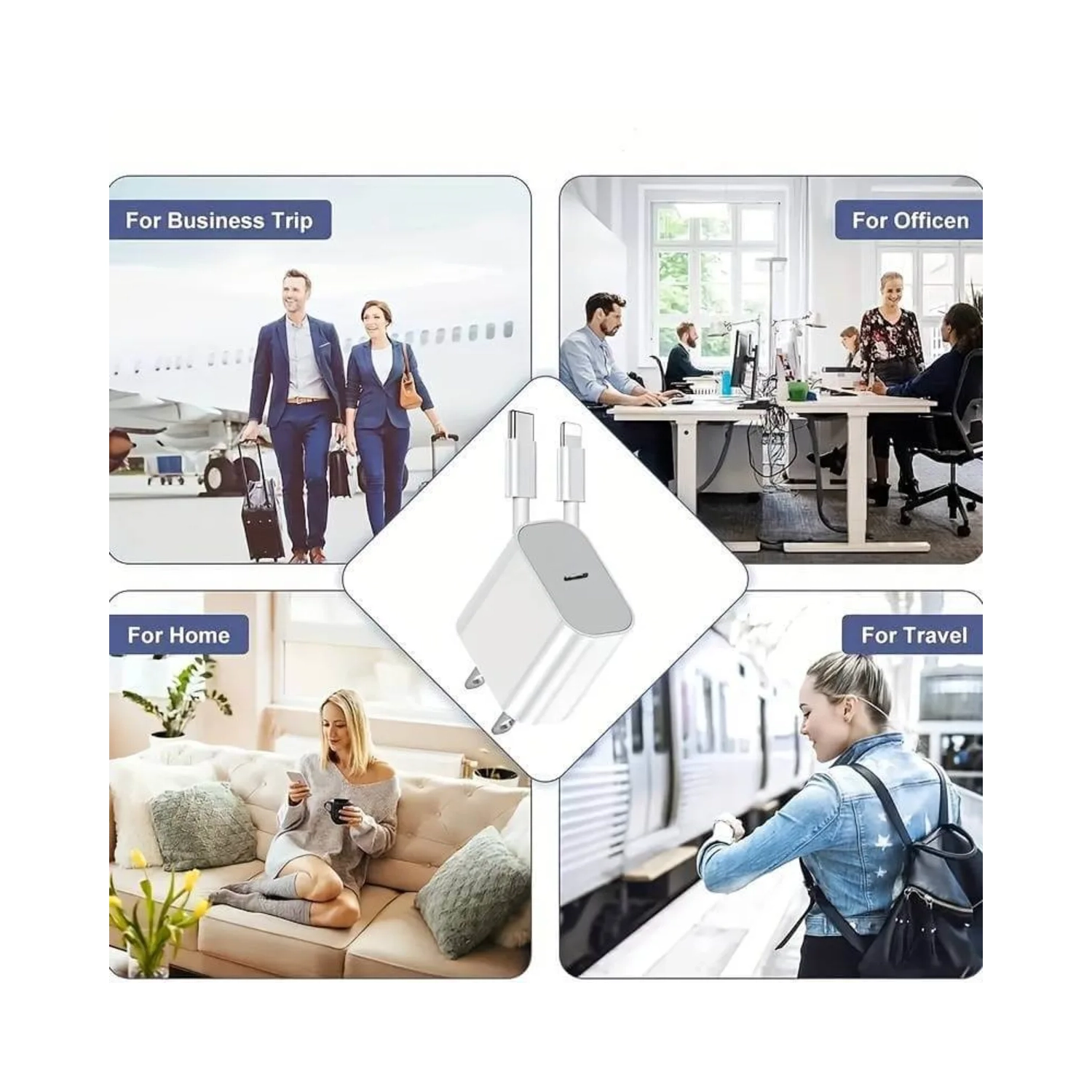 iPhone Fast Charger 20W | Wall Block Type C Adapter Cube Compatible with Apple iPhone 14, 13, 12, 11 Pro Max, XR, XS, iPad cable cord