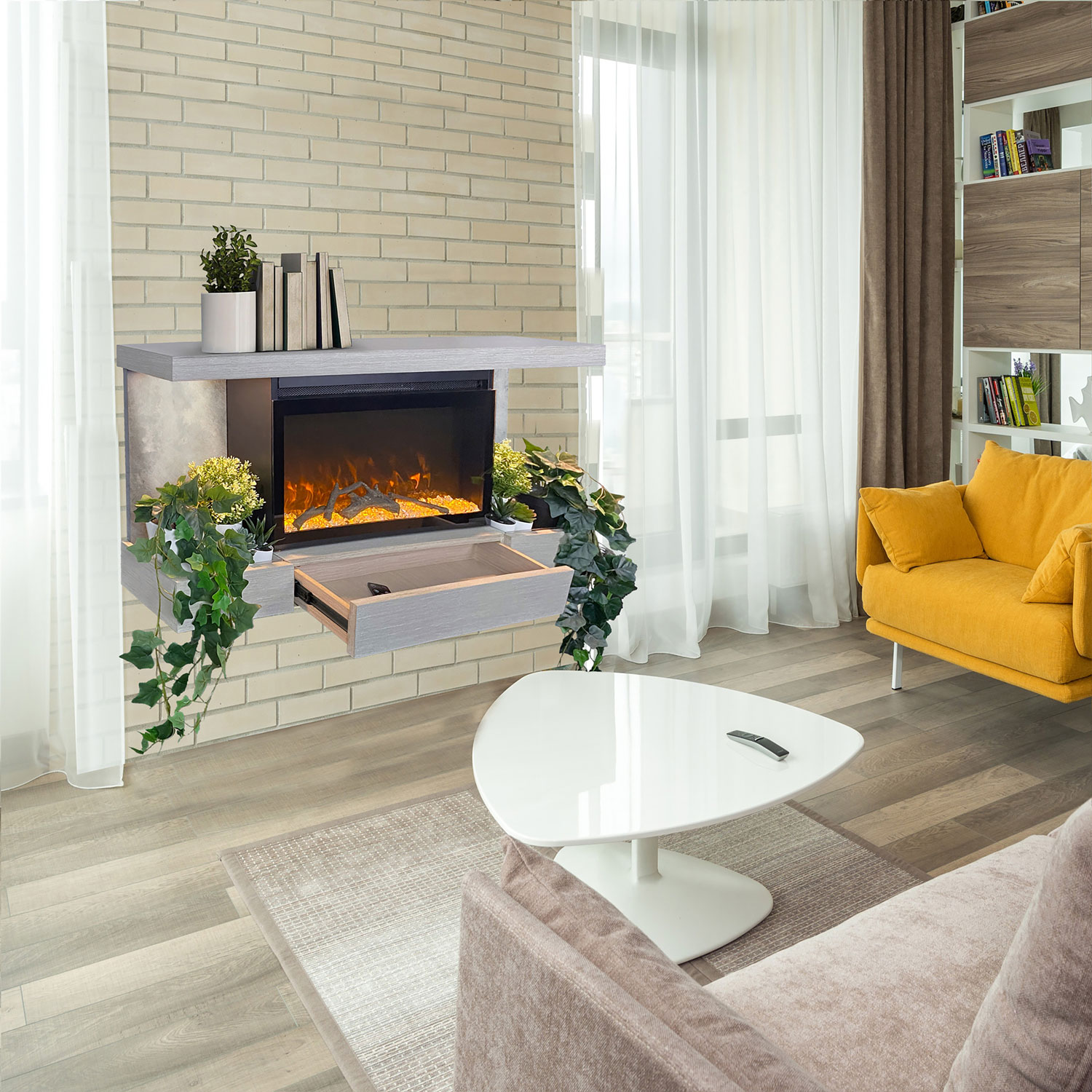 Foyer électrique de 48 po Home Decor Series d'ActiveFla - Gris