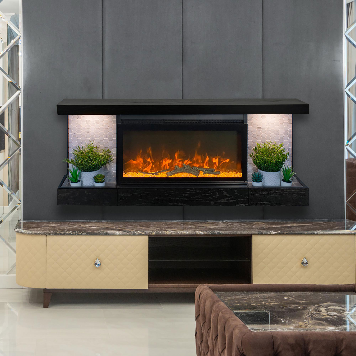 ActiveFlame Home Decor Series 48" Electric Fireplace - Black