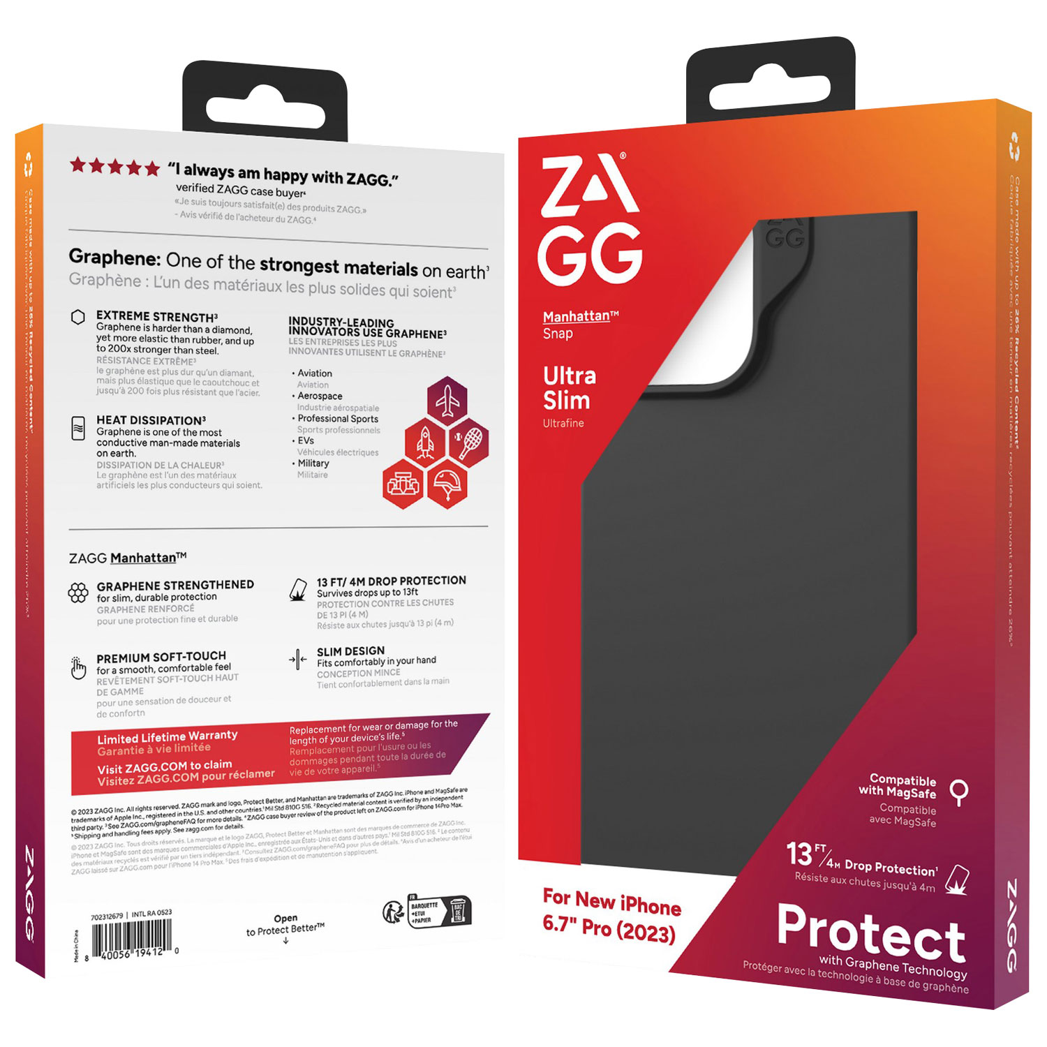 Étui rigide ajusté Manhattan Snap de ZAGG avec MagSafe pour iPhone 15 Pro Max - Noir