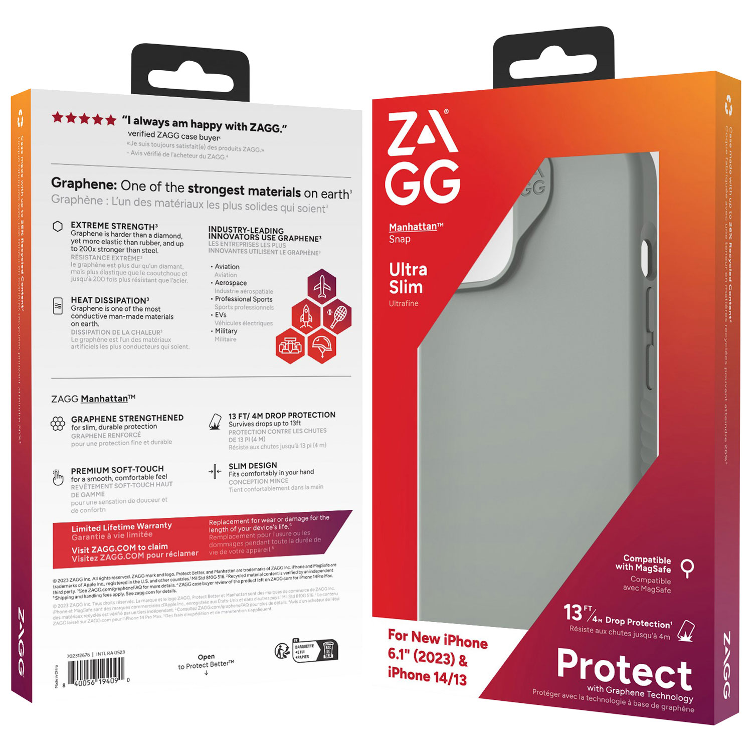 Étui rigide ajusté Manhattan Snap de ZAGG avec MagSafe pour iPhone 15 - Sauge