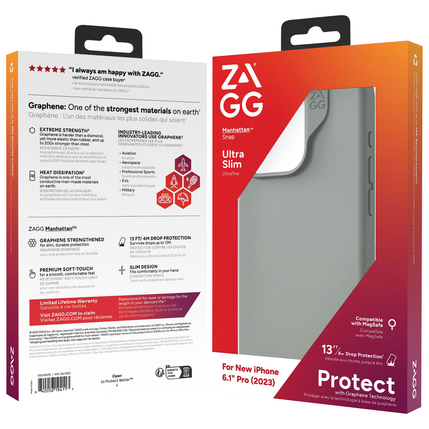 Étui rigide ajusté Manhattan Snap de ZAGG avec MagSafe pour iPhone 15 Pro - Sauge