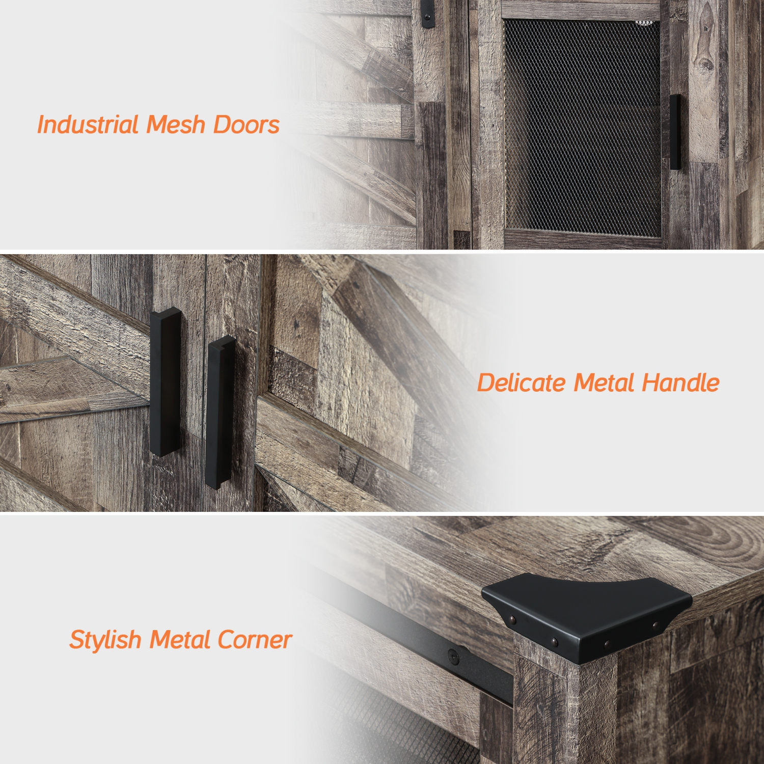 WAMPAT LED Farmhouse TV Stand for 75 Inches TV with Sliding Barn Door,Wood Mid Center with Blue Light for Living Room Bedroom,70" TV Console Table