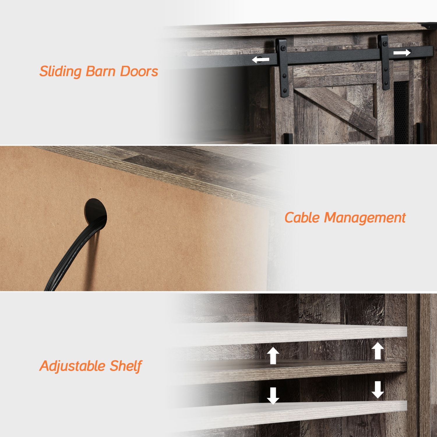 WAMPAT LED Farmhouse TV Stand for 75 Inches TV with Sliding Barn Door,Wood Mid Center with Blue Light for Living Room Bedroom,70" TV Console Table