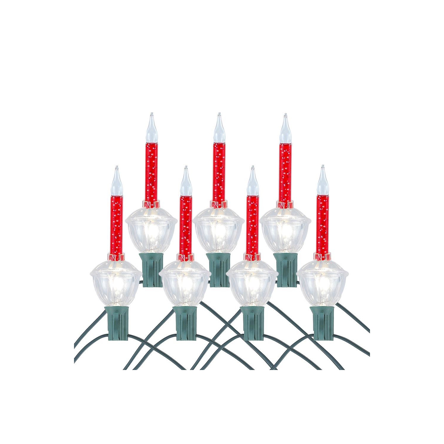 Novelty Lights 7 Light Traditional Christmas Bubble Light Set, Clear with Silver Glitter, 7 Feet