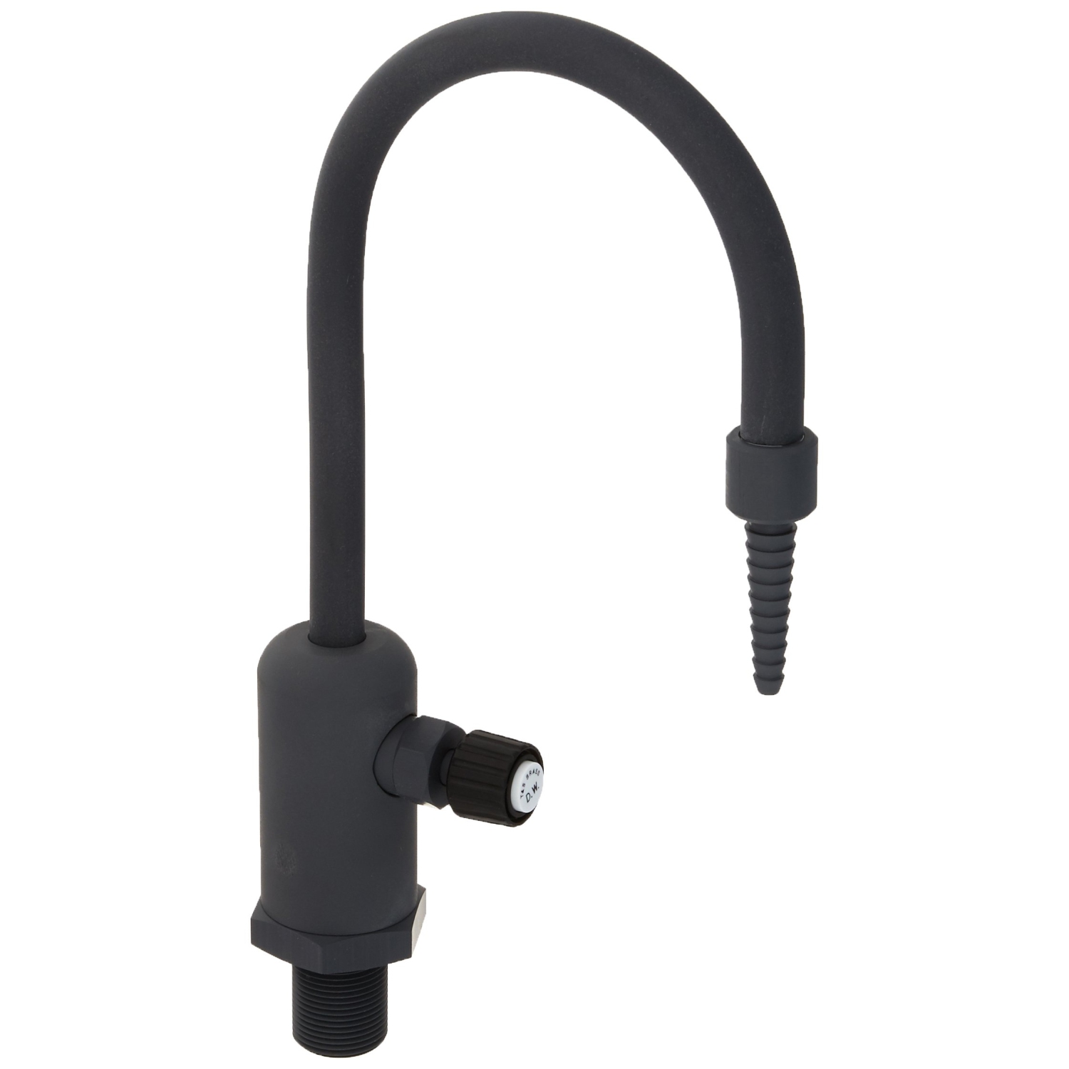 T&S Brass BL-9505-01 Single Control Grey PVC Rigid Gooseneck Serrated Tip Laboratory Faucet for Distilled Water