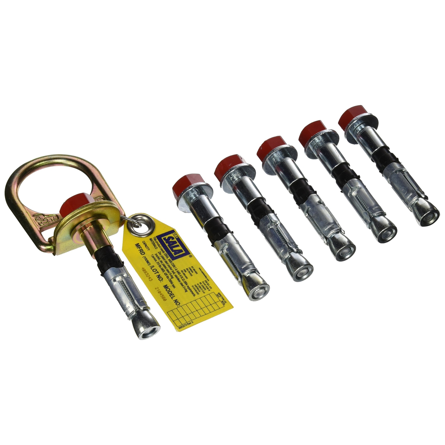 3M DBI-SALA 2104561 Concrete D-Ring Anchor with 5 Additional Bolts, Gray/Gold/Red