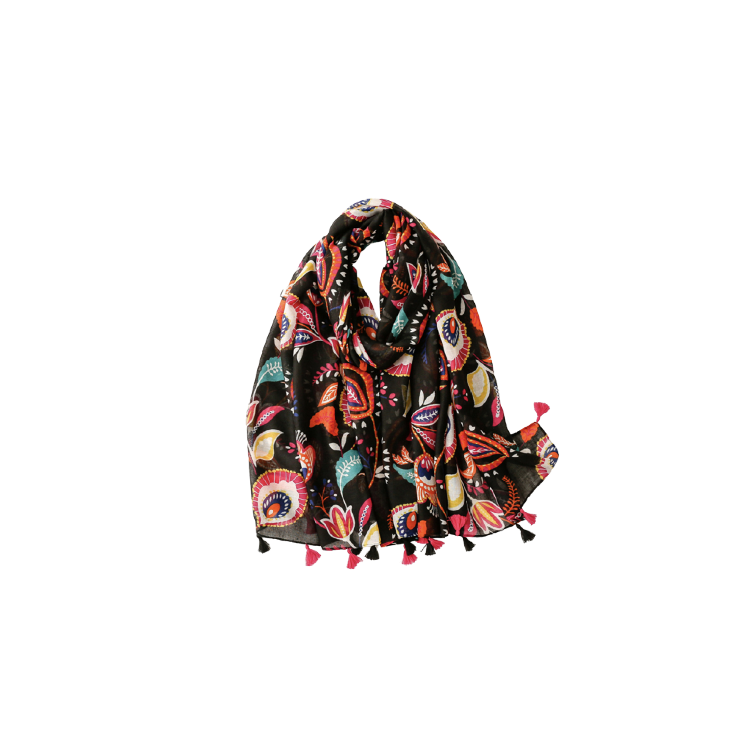 Cachemire coloré et écharpe fleurie avec pampilles - ne pas demander