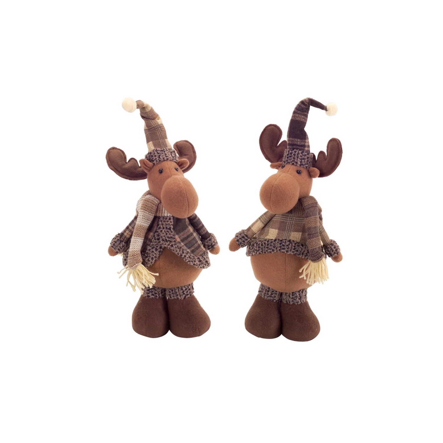 Set of 6 Moose Wearing Plaid Outfit Plush Figures 16.5"