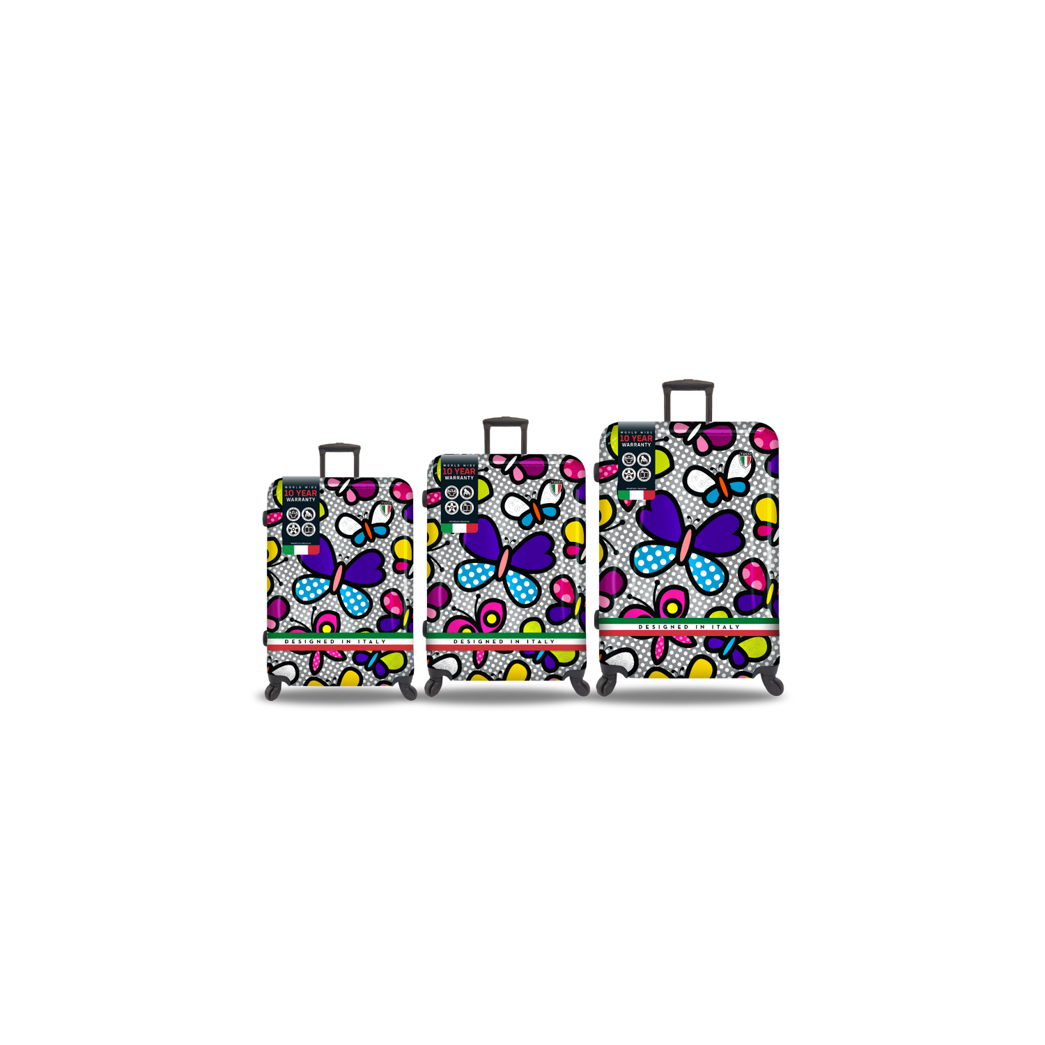 TUCCI ITALY – ENSEMBLE DE 3 VALISES POP ART BUTTERFLY