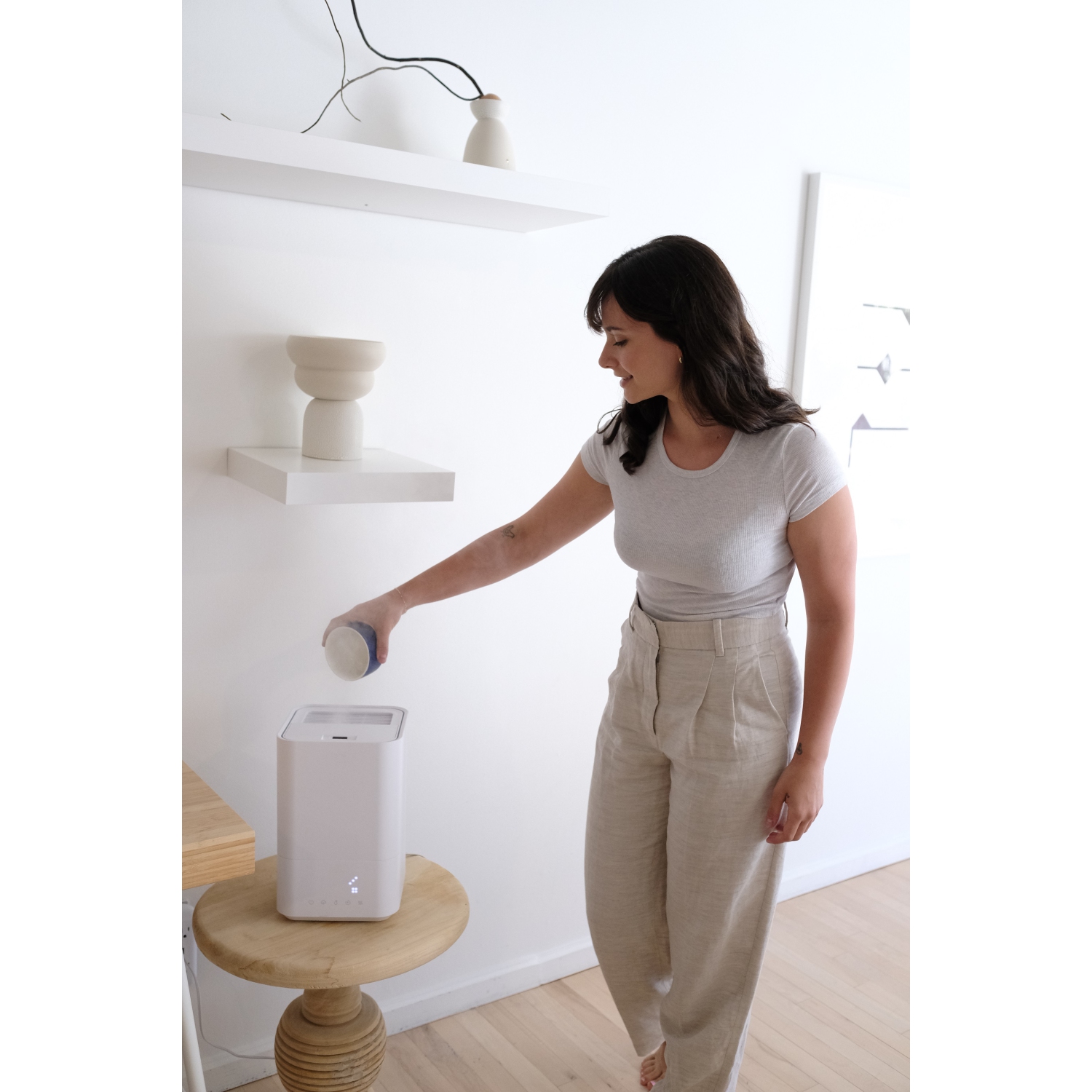 Humidificateur à ultrasons chaud et froid JS H20 – remplissage par le haut 5&nbsp;L – Humidistat et contrôle de l'humidité – thermostat – huile