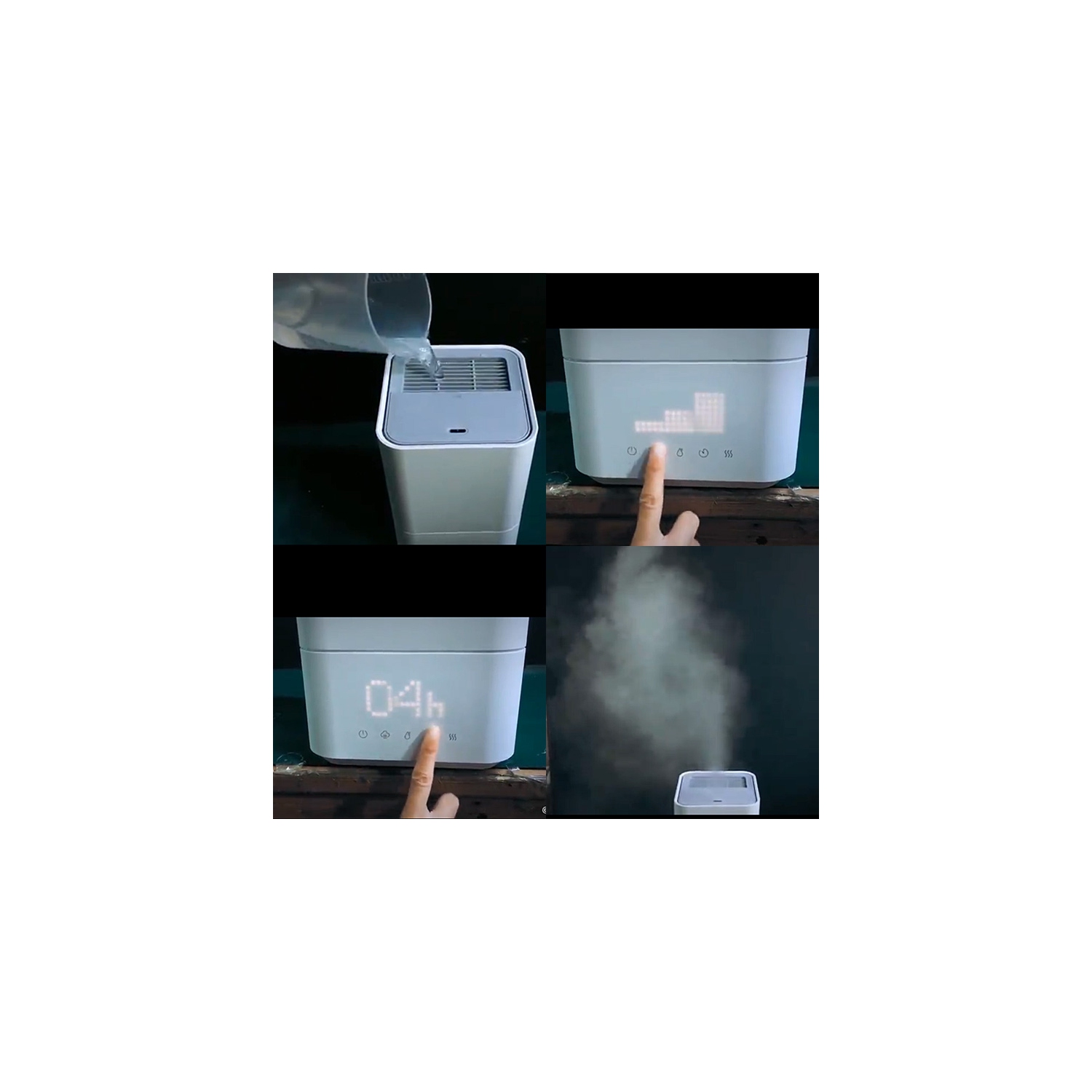 Humidificateur à ultrasons chaud et froid JS H20 – remplissage par le haut 5&nbsp;L – Humidistat et contrôle de l'humidité – thermostat – huile