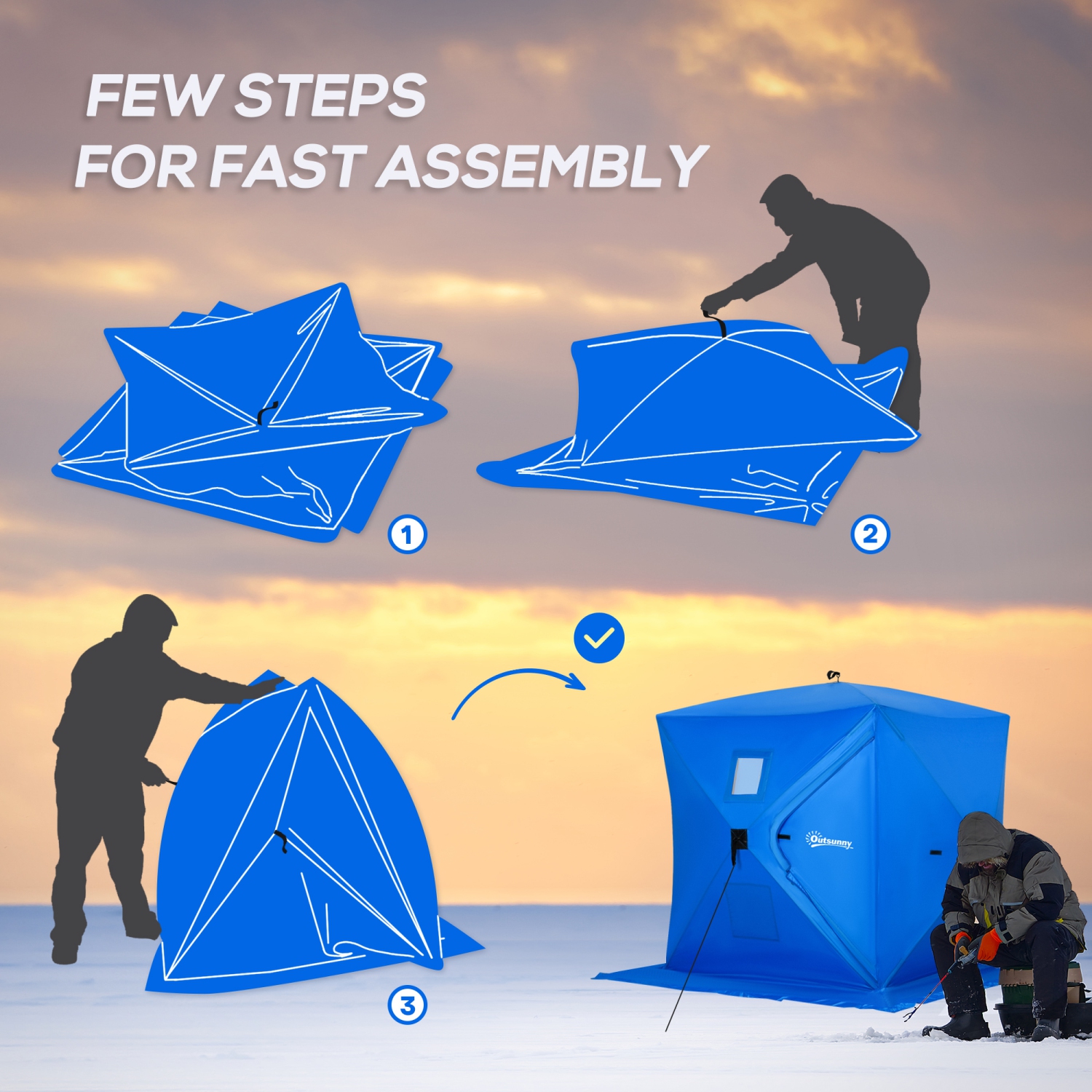 Outsunny 2 Person Ice Fishing Shelter, Pop-Up Portable Ice Fishing
