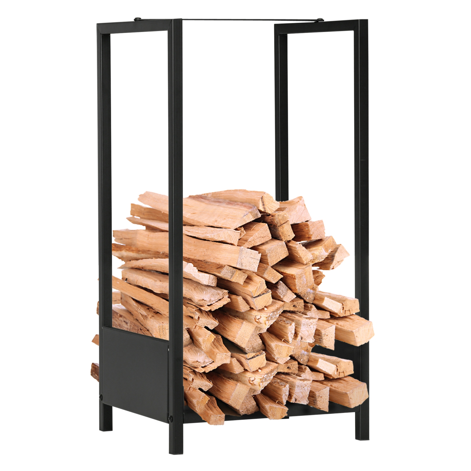 Étagère Outsunny en bois de feu, porte-bûches pour foyer, range-tout intérieur en bois, 15,4 x 13,8 x 29,9 po, noir