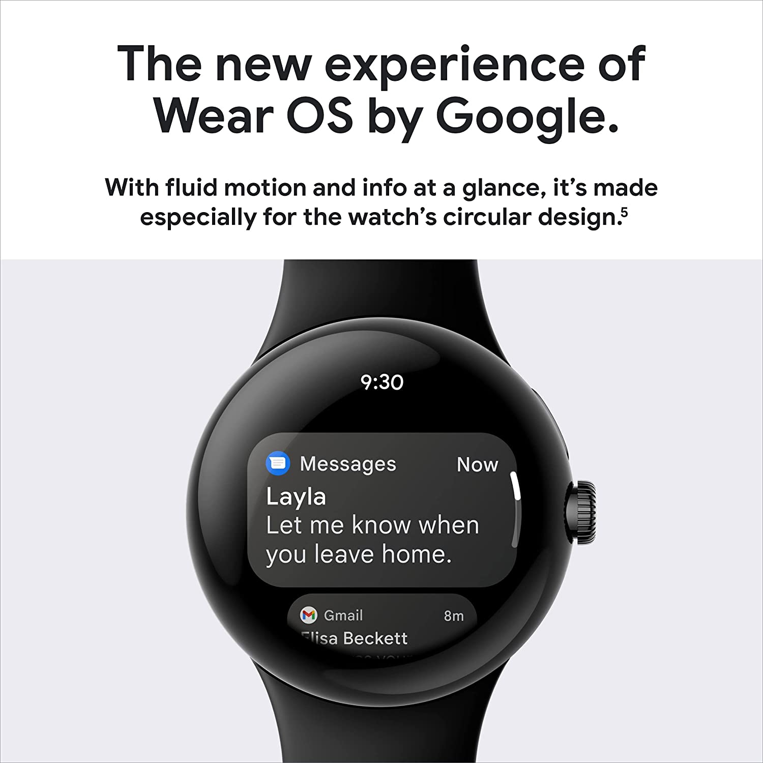 Google Pixel Watch, Matte Black Stainless Steel Case, Active Band